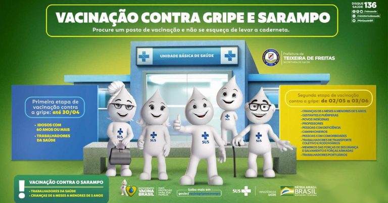 Prefeitura de Teixeira de Freitas reforça a importância da vacinação contra Gripe, Sarampo e Meningite